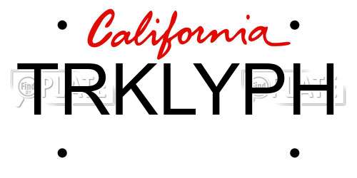 TRKLYPH California License Plate