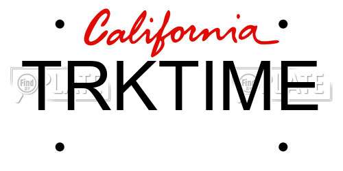 TRKTIME California License Plate