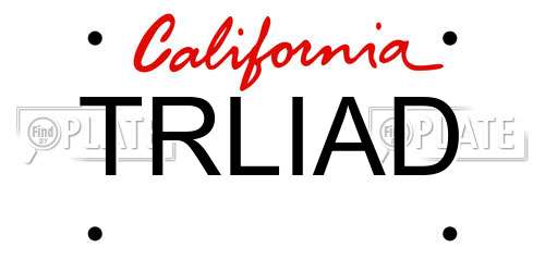 TRLIAD California License Plate