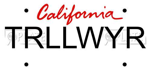 TRLLWYR California License Plate