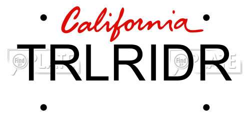 TRLRIDR California License Plate