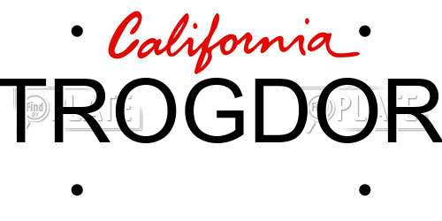 TROGDOR California License Plate