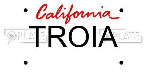TROIA California License Plate