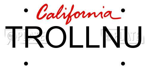 TROLLNU California License Plate