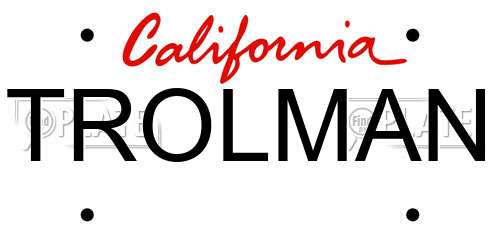 TROLMAN California License Plate