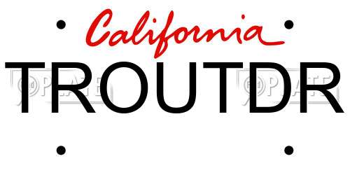 TROUTDR California License Plate