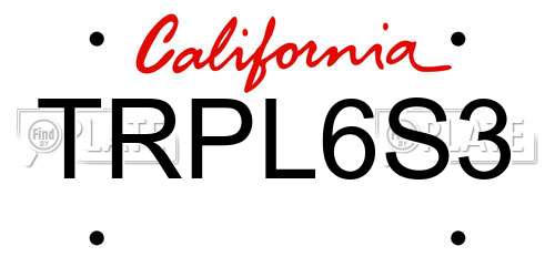 TRPL6S3 California License Plate