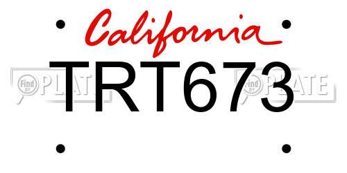 TRT673 California License Plate