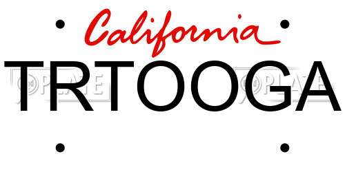 TRTOOGA California License Plate