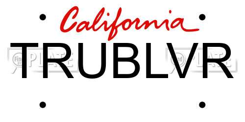 TRUBLVR California License Plate