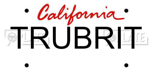 TRUBRIT California License Plate