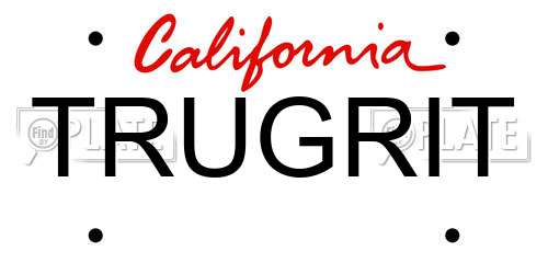 TRUGRIT California License Plate