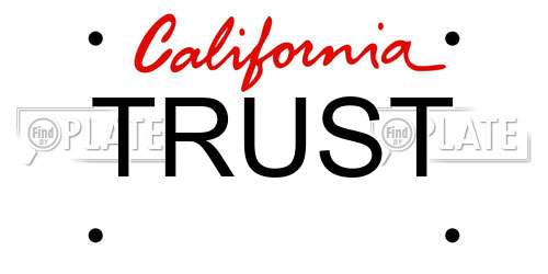 TRUST California License Plate