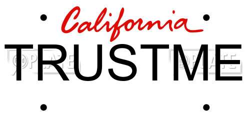 TRUSTME California License Plate
