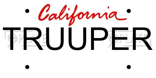 TRUUPER California License Plate