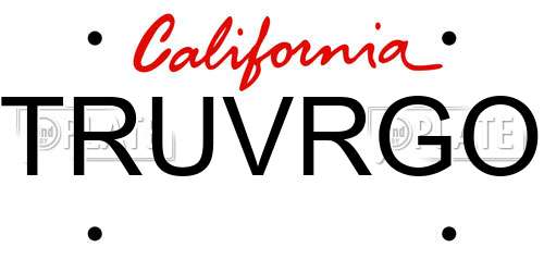 TRUVRGO California License Plate