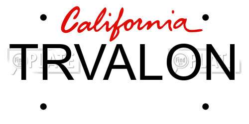 TRVALON California License Plate
