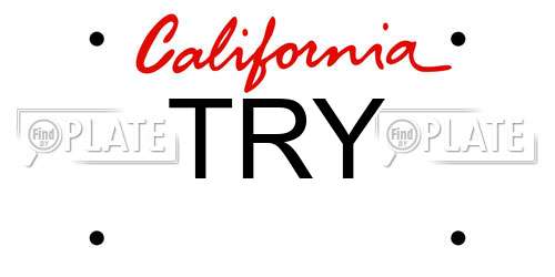 TRY California License Plate