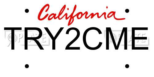 TRY2CME California License Plate