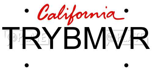 TRYBMVR California License Plate