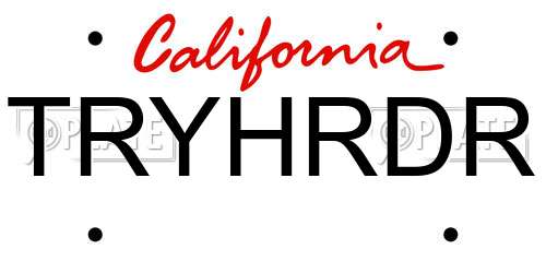 TRYHRDR California License Plate