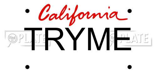TRYME California License Plate