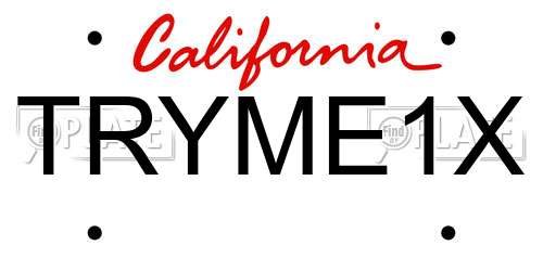 TRYME1X California License Plate