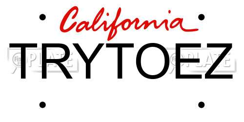 TRYTOEZ California License Plate