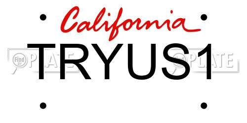 TRYUS1 California License Plate