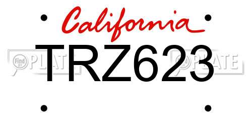 TRZ623 California License Plate