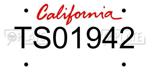 TS01942 California License Plate