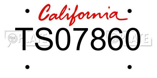 TS07860 California License Plate