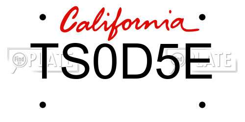 TS0D5E California License Plate