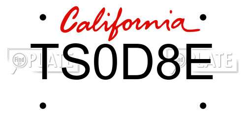 TS0D8E California License Plate