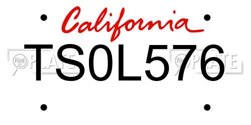 TS0L576 California License Plate