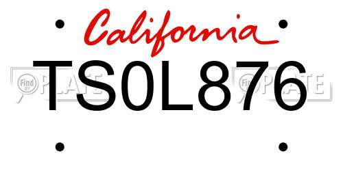 TS0L876 California License Plate
