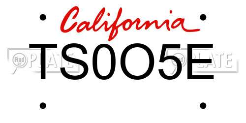 TS0O5E California License Plate