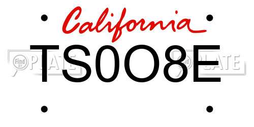 TS0O8E California License Plate