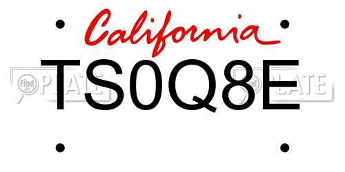 TS0Q8E California License Plate