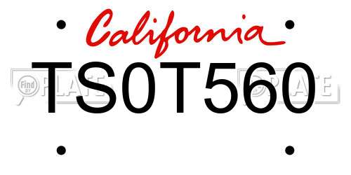 TS0T560 California License Plate