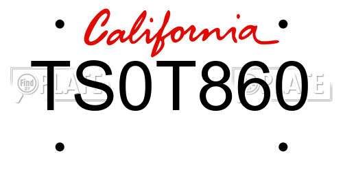 TS0T860 California License Plate