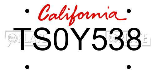 TS0Y538 California License Plate
