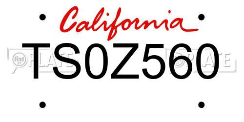 TS0Z560 California License Plate