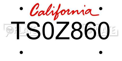 TS0Z860 California License Plate