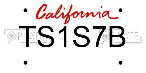 TS1S7B California License Plate