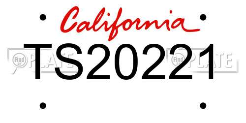 TS20221 California License Plate