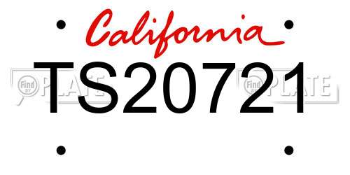 TS20721 California License Plate