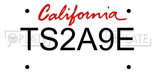TS2A9E California License Plate