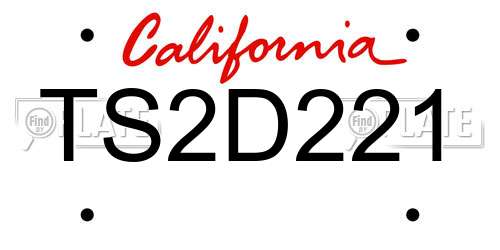 TS2D221 California License Plate