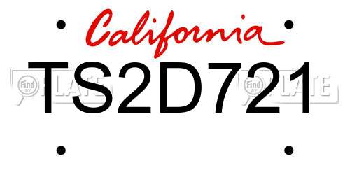 TS2D721 California License Plate